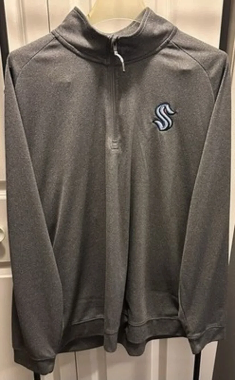 NHL Seattle Kraken Long Sleeve Jacket XL Gray Hockey 1/4 Zip 100% Polyester
